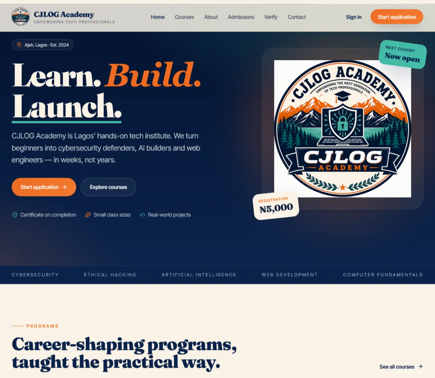 The CJLOG Academy website homepage